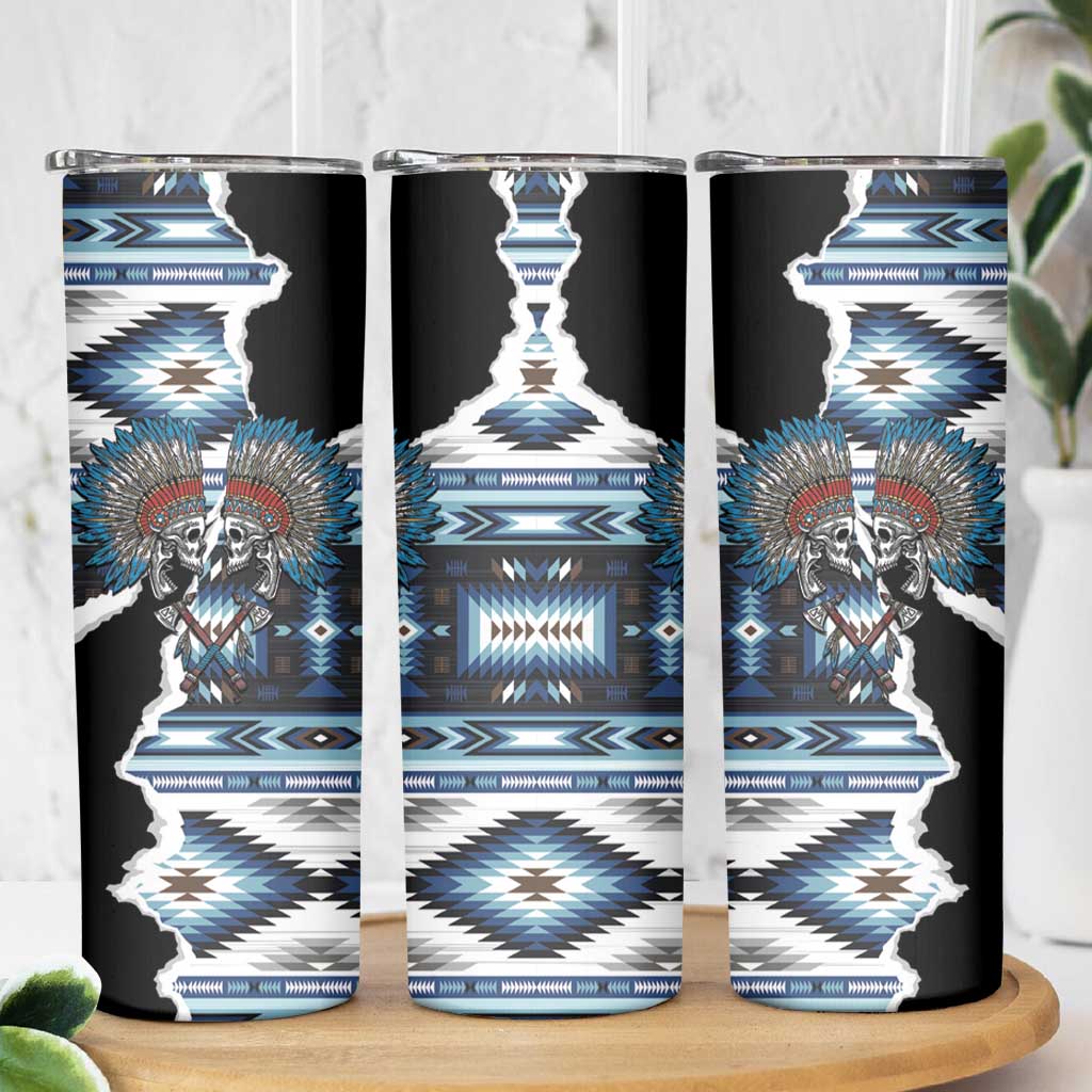 Native American Chief Skull With Axe Skinny Tumbler - Wonder Print Shop