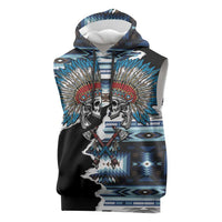 Native American Chief Skull With Axe Sleeveless Hoodie - Wonder Print Shop