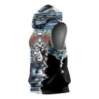 Native American Chief Skull With Axe Sleeveless Hoodie - Wonder Print Shop