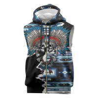 Native American Chief Skull With Axe Sleeveless Zip Hoodie - Wonder Print Shop