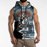 Native American Chief Skull With Axe Sleeveless Zip Hoodie - Wonder Print Shop