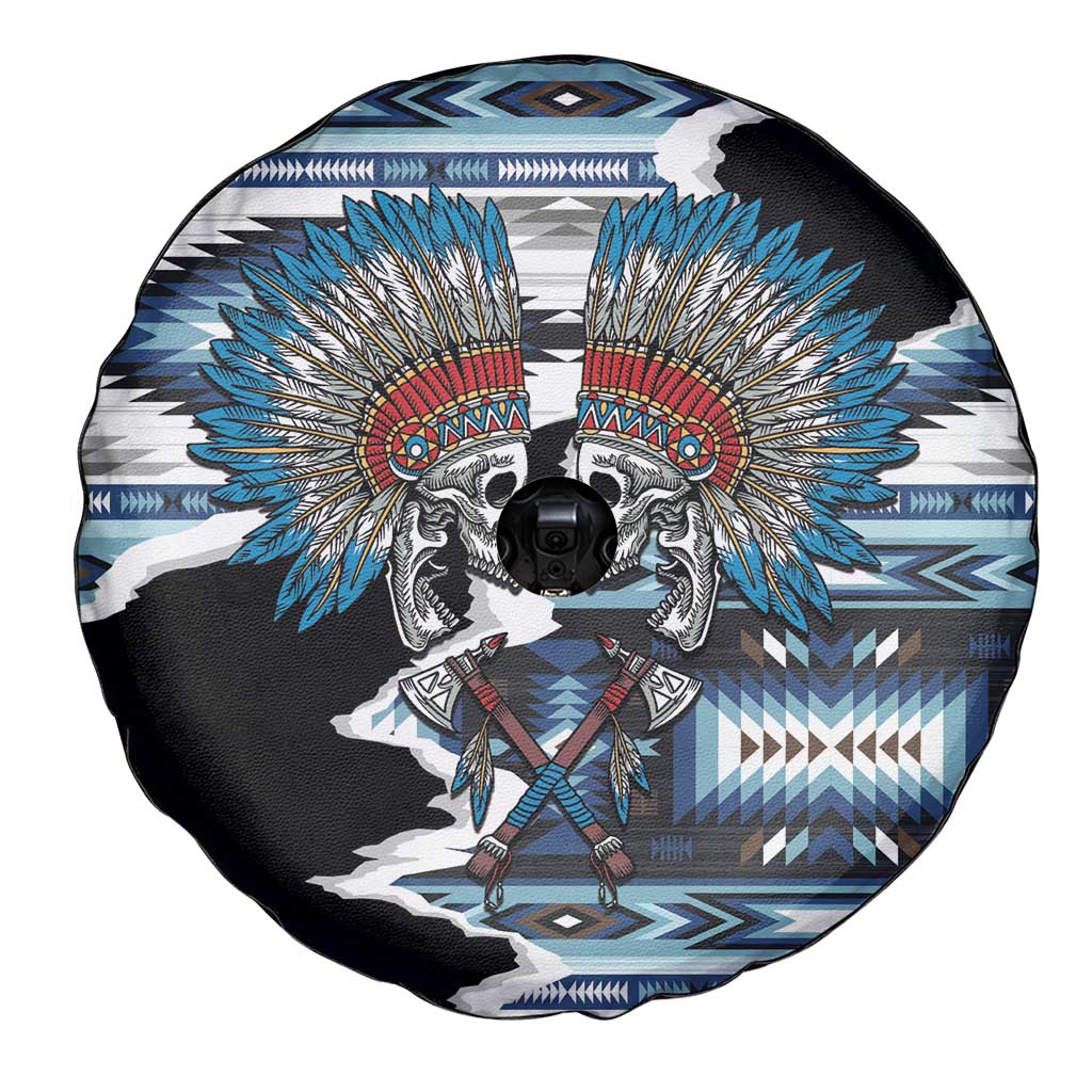 Native American Chief Skull With Axe Spare Tire Cover - Wonder Print Shop