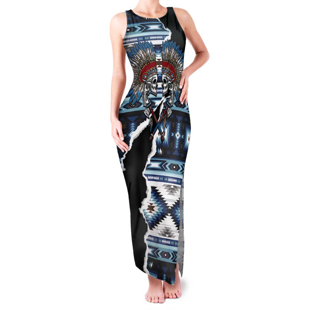 Native American Chief Skull With Axe Tank Maxi Dress - Wonder Print Shop
