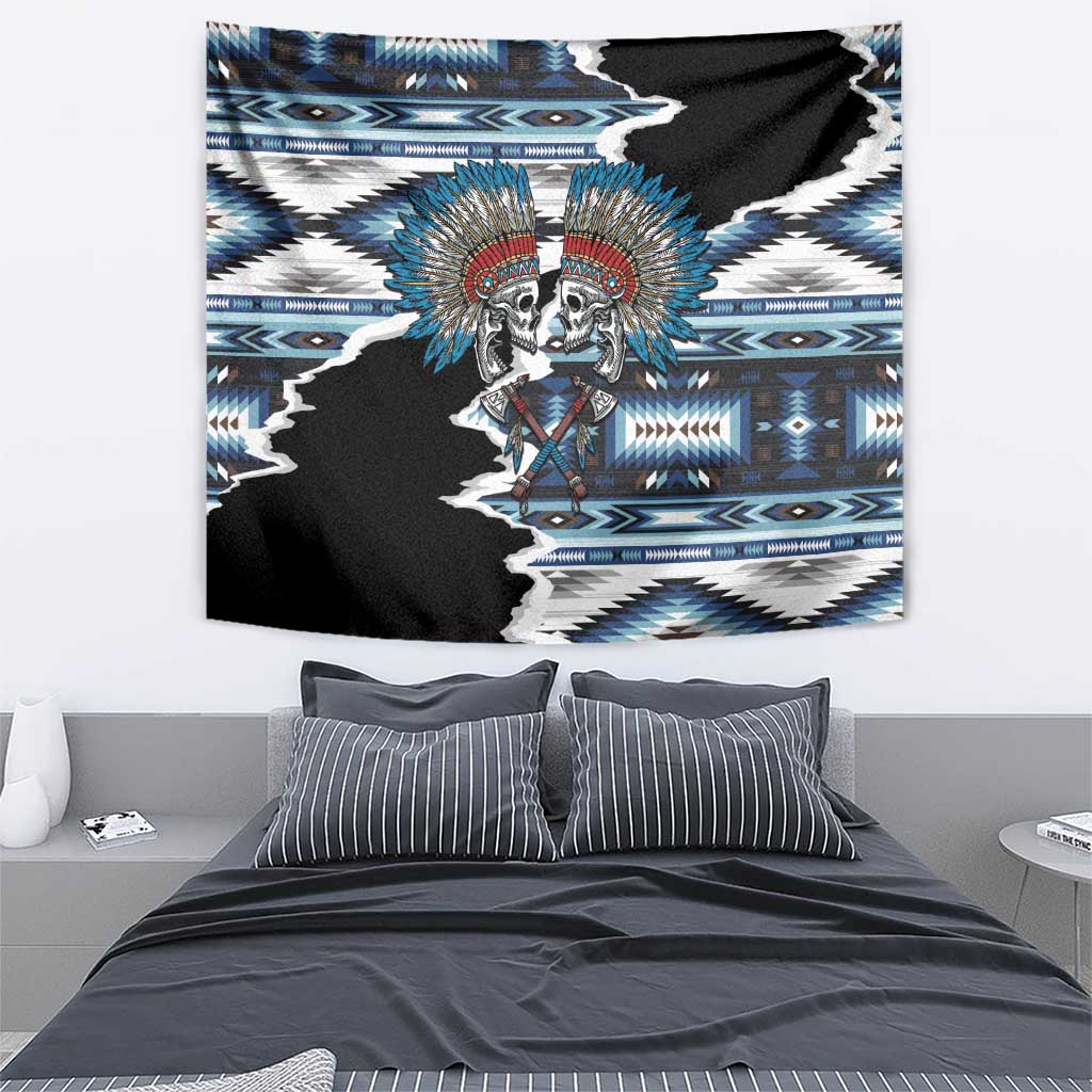Native American Chief Skull With Axe Tapestry - Wonder Print Shop