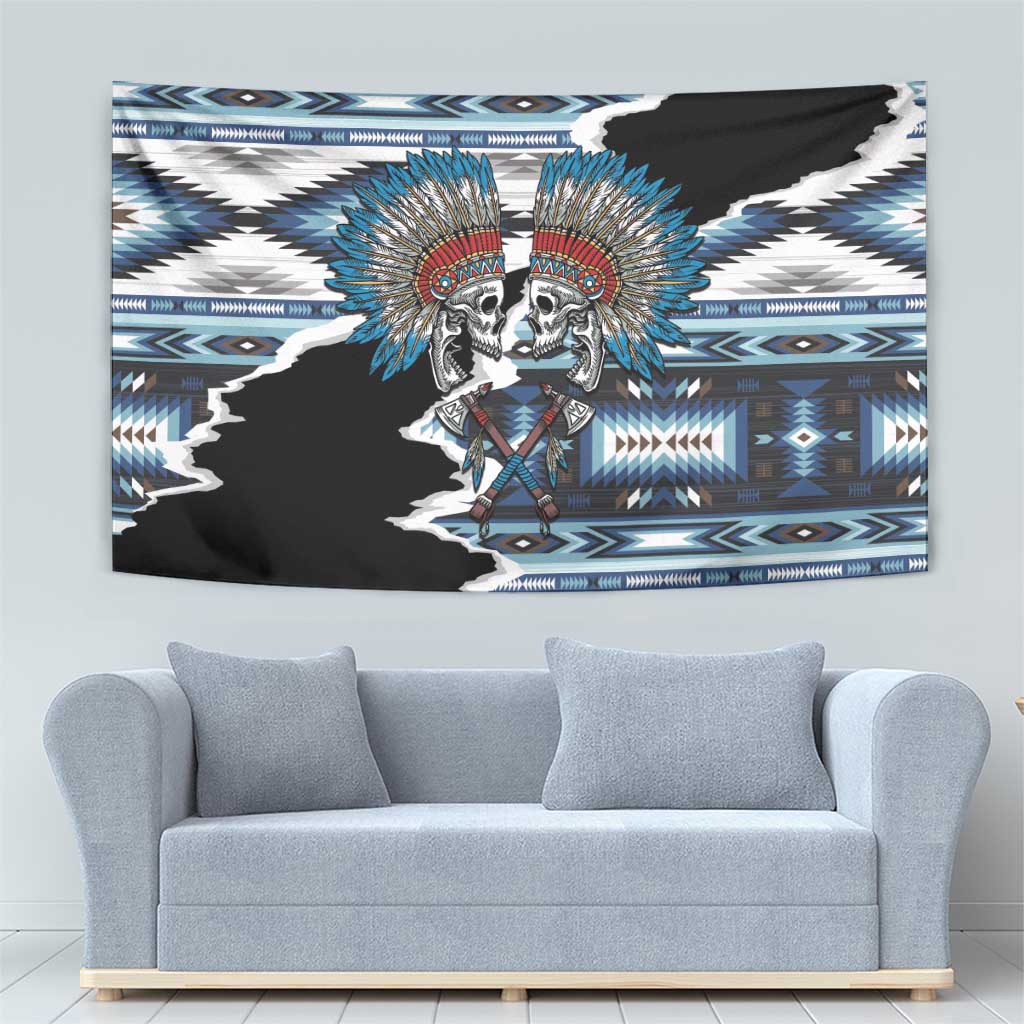 Native American Chief Skull With Axe Tapestry - Wonder Print Shop