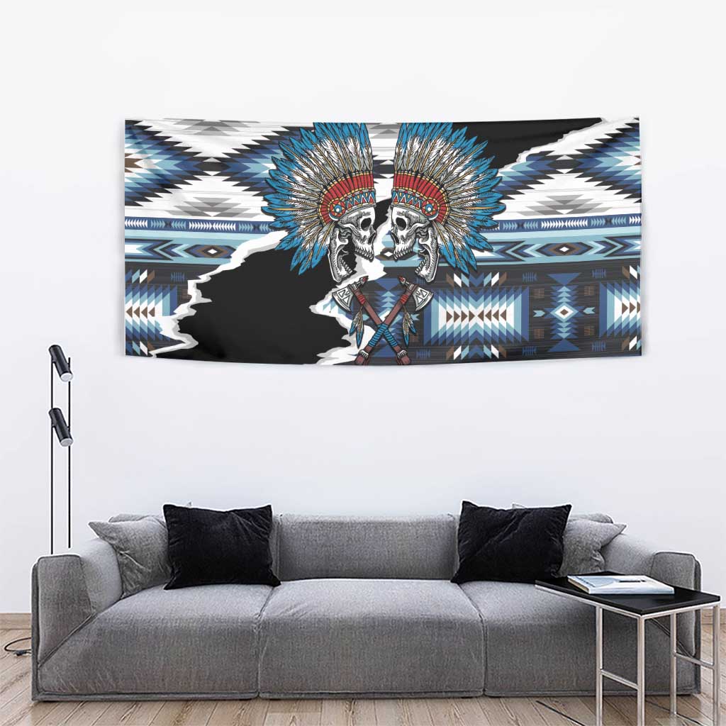 Native American Chief Skull With Axe Tapestry - Wonder Print Shop