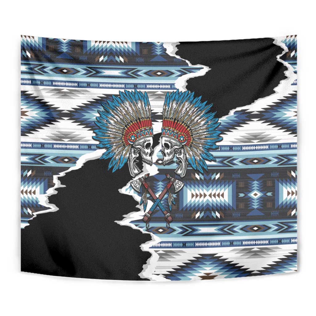 Native American Chief Skull With Axe Tapestry - Wonder Print Shop
