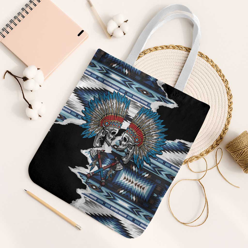 Native American Chief Skull With Axe Tote Bag - Wonder Print Shop