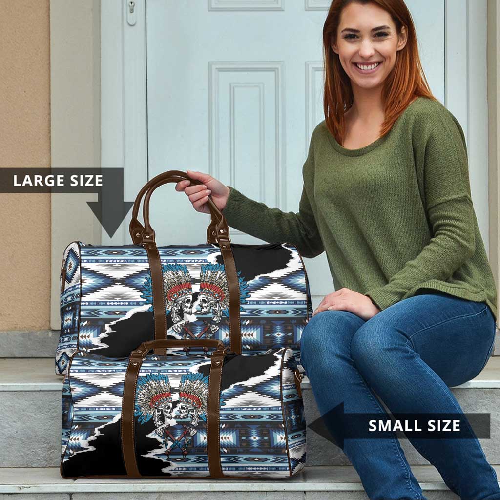 Native American Chief Skull With Axe Travel Bag - Wonder Print Shop