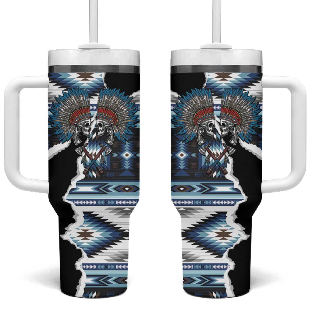 Native American Chief Skull With Axe Tumbler With Handle - Wonder Print Shop