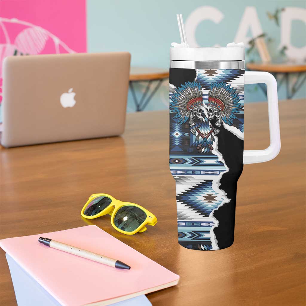 Native American Chief Skull With Axe Tumbler With Handle - Wonder Print Shop