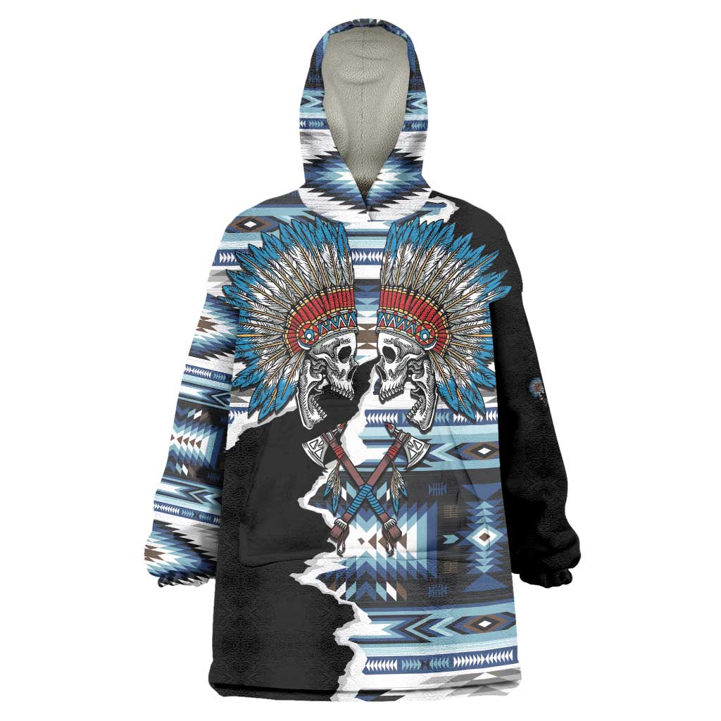 Native American Chief Skull With Axe Wearable Blanket Hoodie - Wonder Print Shop