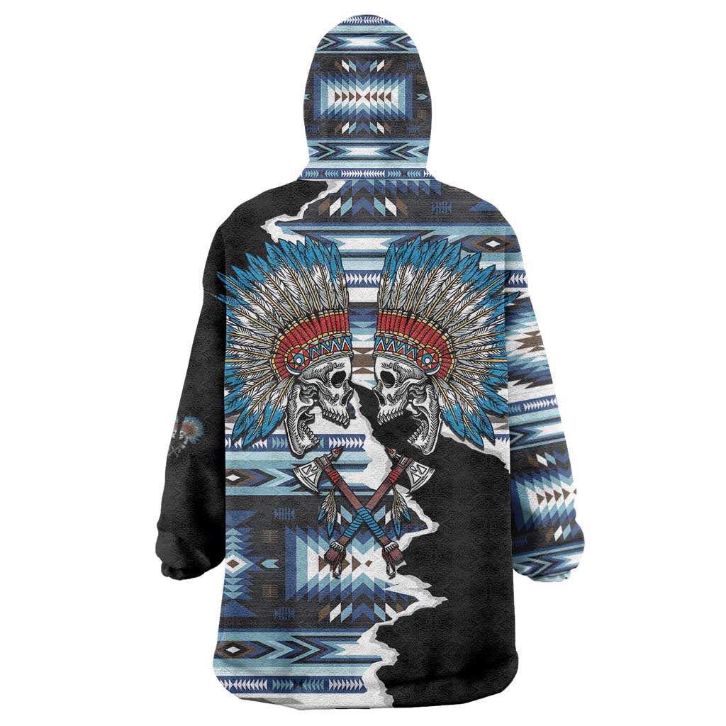 Native American Chief Skull With Axe Wearable Blanket Hoodie - Wonder Print Shop