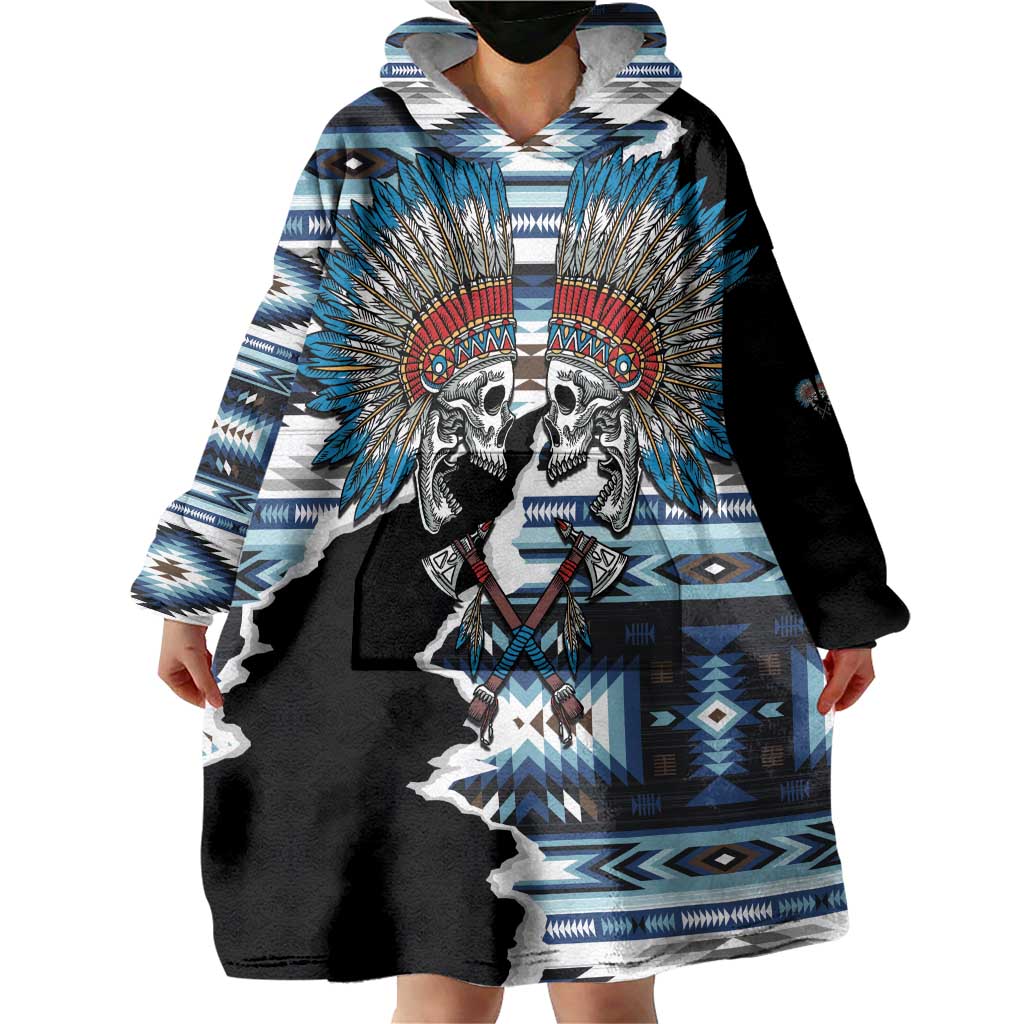 Native American Chief Skull With Axe Wearable Blanket Hoodie - Wonder Print Shop