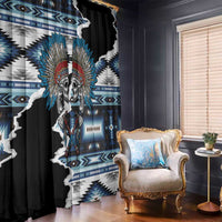 Native American Chief Skull With Axe Window Curtain - Wonder Print Shop
