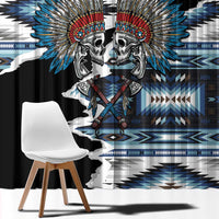 Native American Chief Skull With Axe Window Curtain - Wonder Print Shop