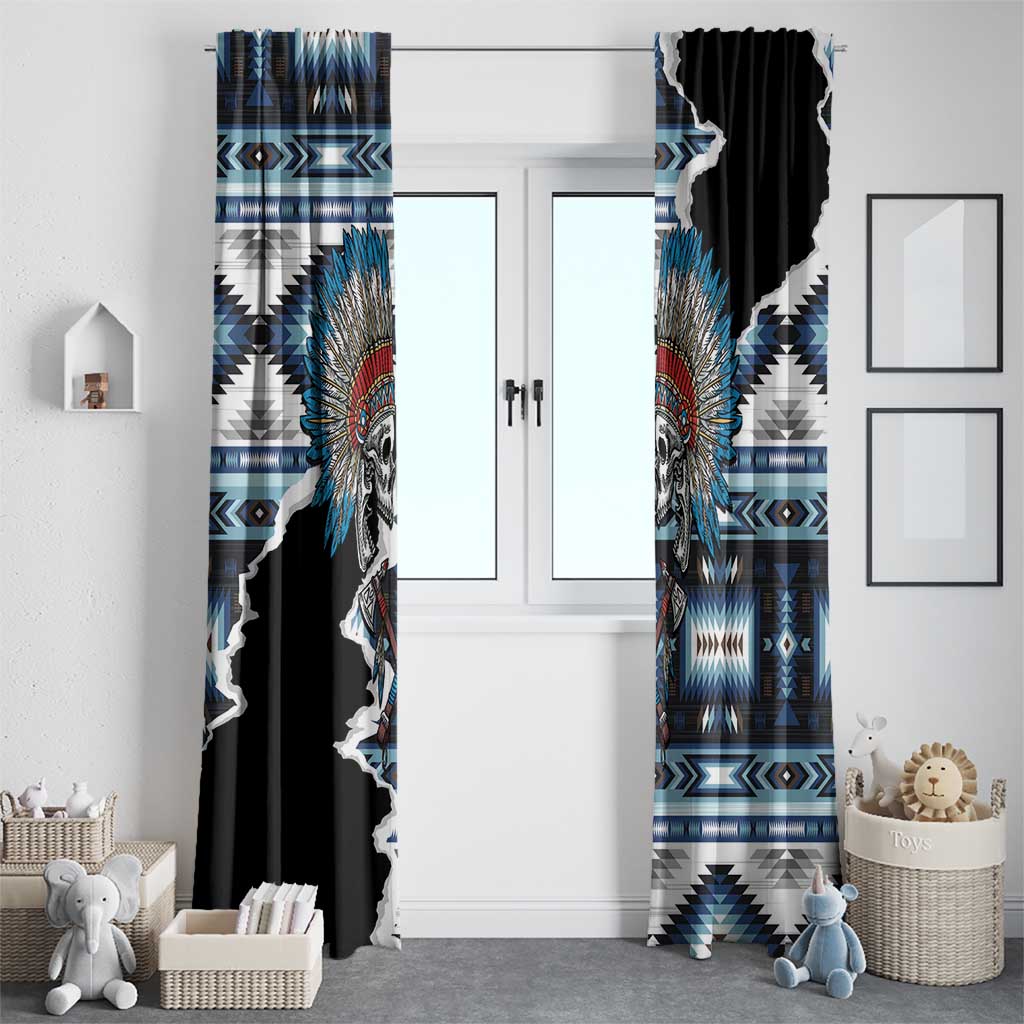 Native American Chief Skull With Axe Window Curtain - Wonder Print Shop