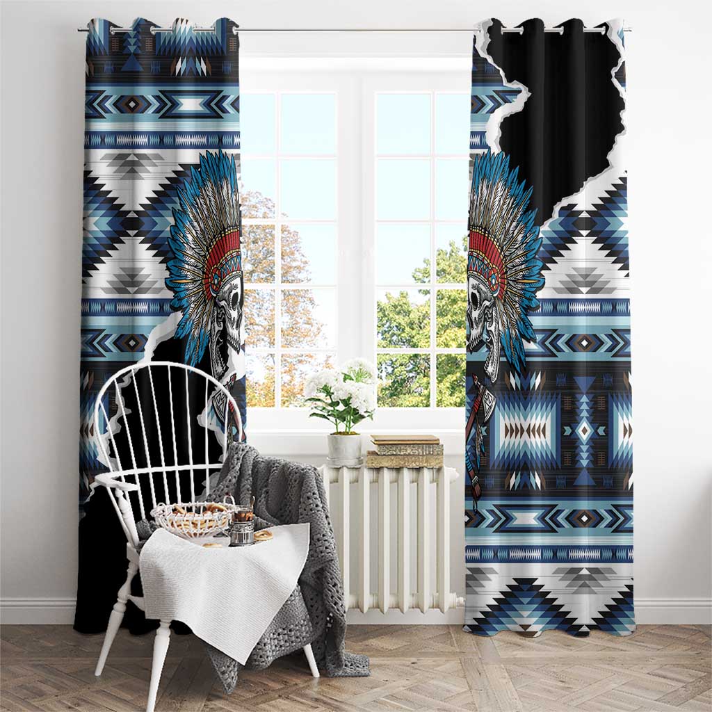 Native American Chief Skull With Axe Window Curtain - Wonder Print Shop