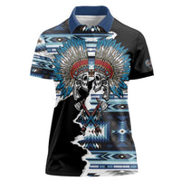 Native American Chief Skull With Axe Women Polo Shirt - Wonder Print Shop