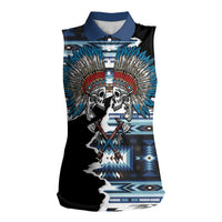 Native American Chief Skull With Axe Women Sleeveless Polo Shirt - Wonder Print Shop