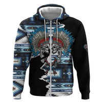 Native American Chief Skull With Axe Zip Hoodie - Wonder Print Shop