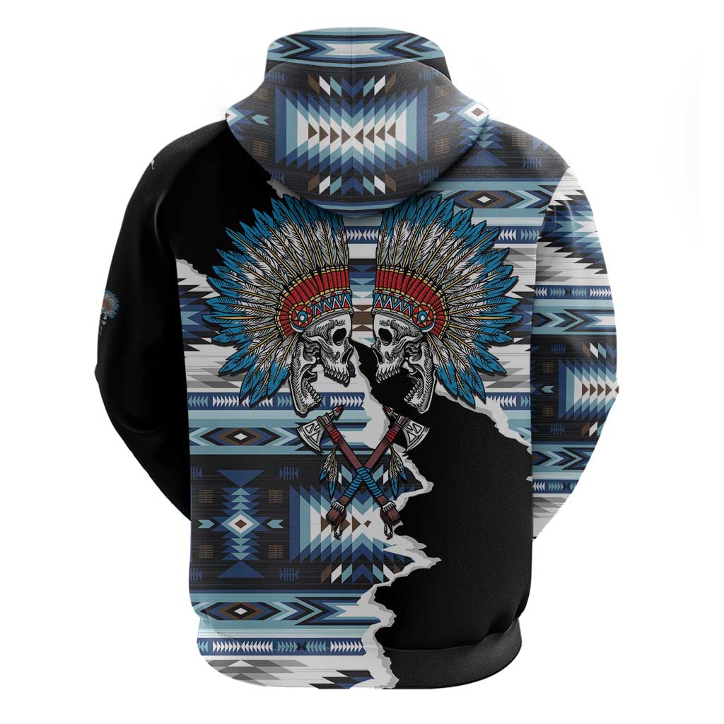 Native American Chief Skull With Axe Zip Hoodie - Wonder Print Shop