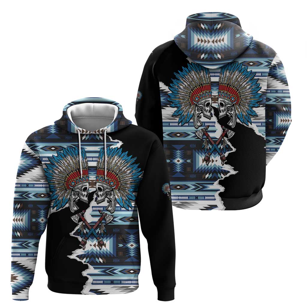 Native American Chief Skull With Axe Zip Hoodie - Wonder Print Shop