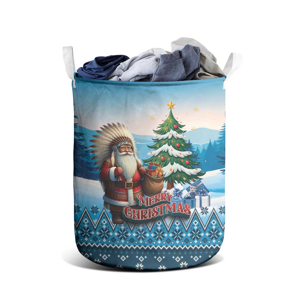 Native American Santa Claus Laundry Basket Merry Christmas - Wonder Print Shop