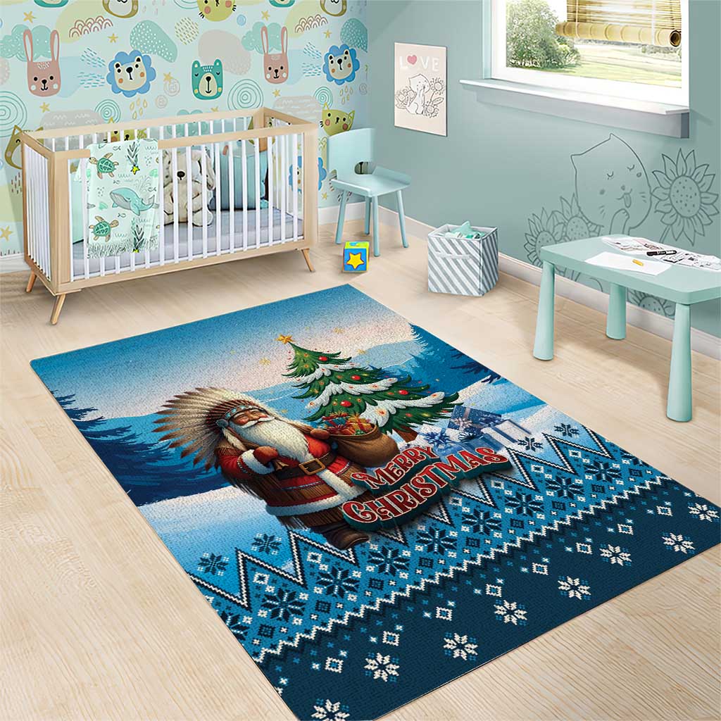 Native American Santa Claus Area Rug Merry Christmas - Wonder Print Shop