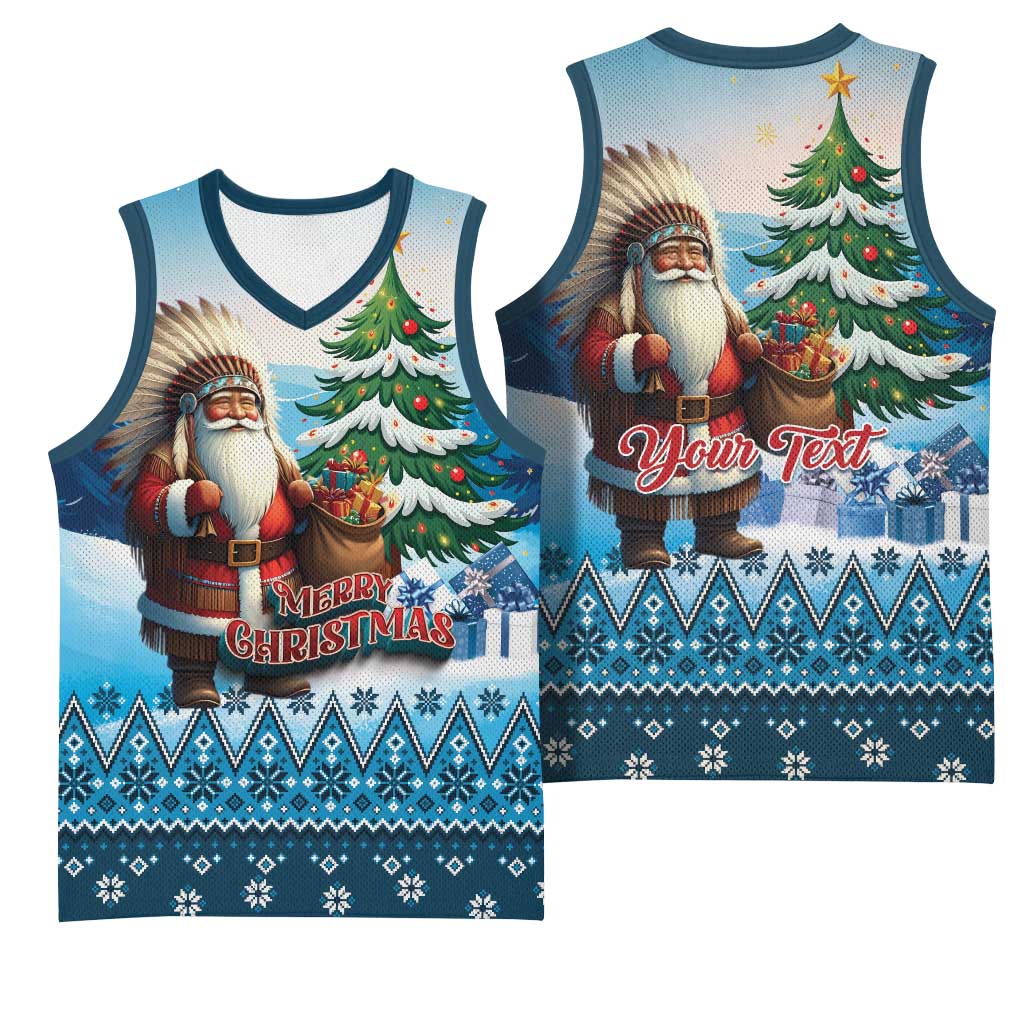 Personalized Native American Santa Claus Basketball Jersey Merry Christmas - Wonder Print Shop