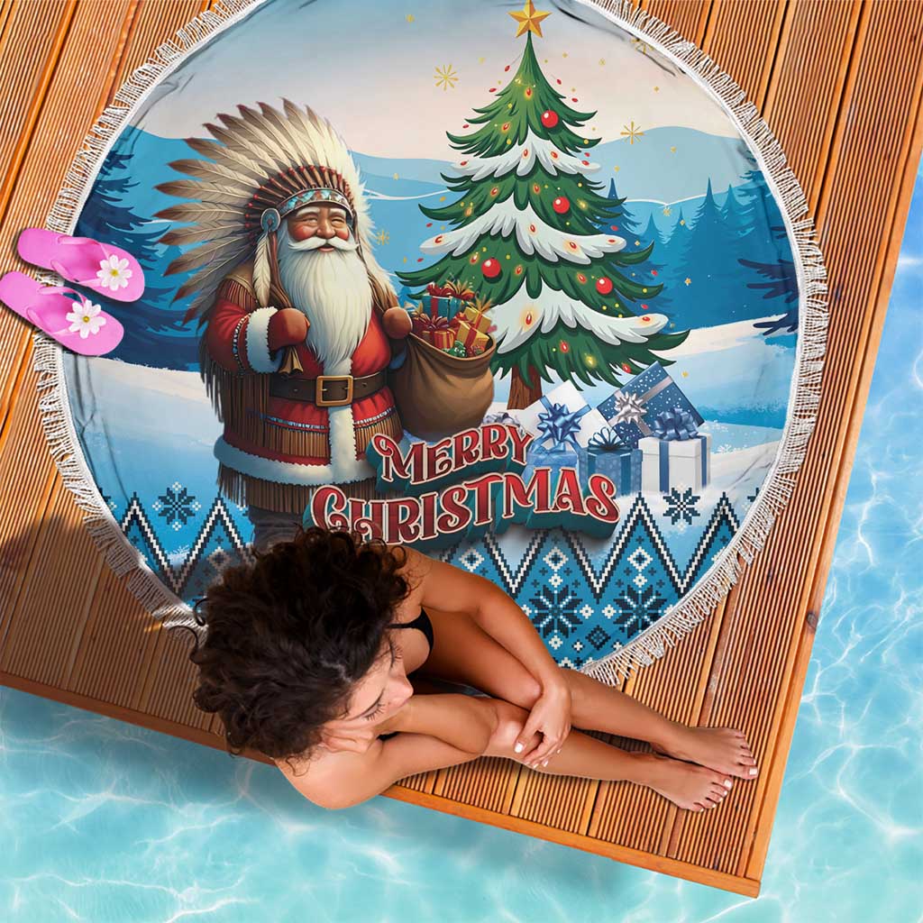 Native American Santa Claus Beach Blanket Merry Christmas - Wonder Print Shop