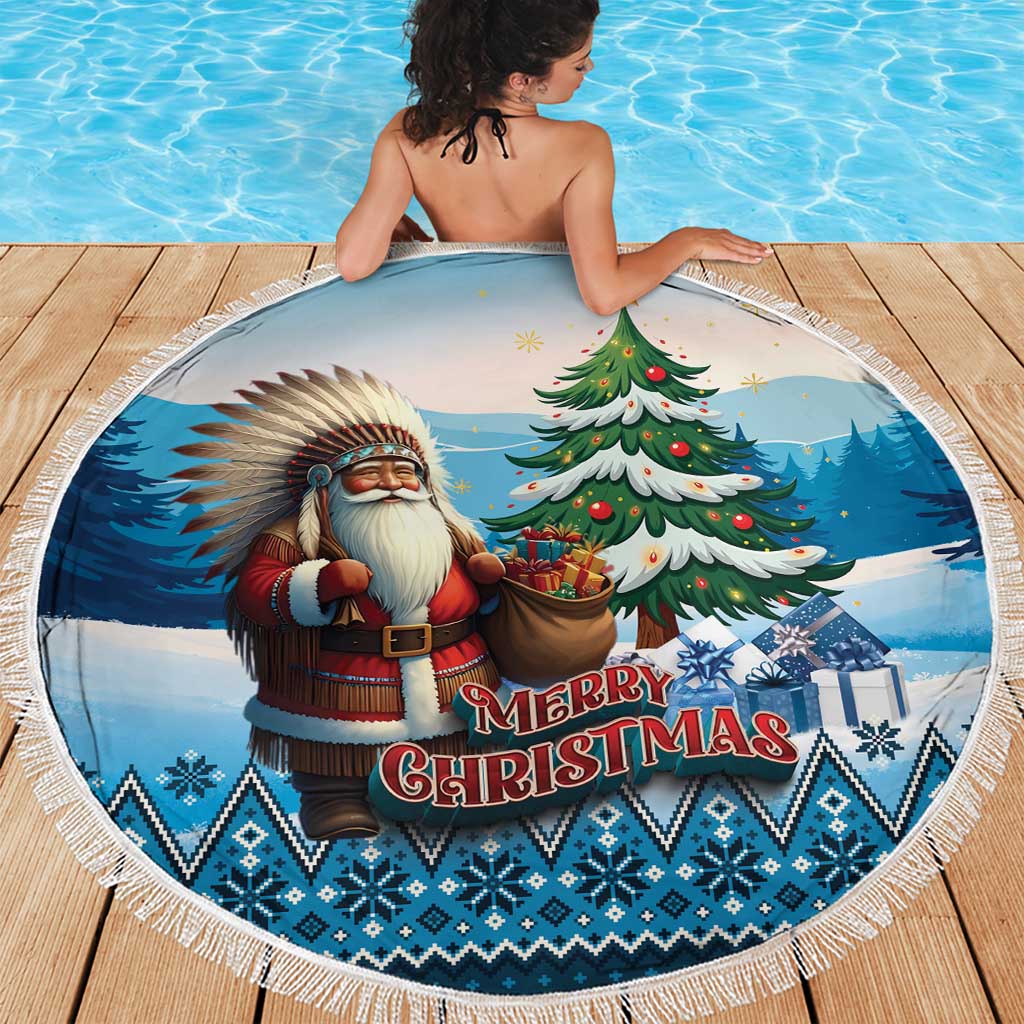Native American Santa Claus Beach Blanket Merry Christmas - Wonder Print Shop
