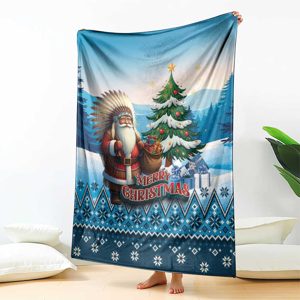 Native American Santa Claus Blanket Merry Christmas - Wonder Print Shop