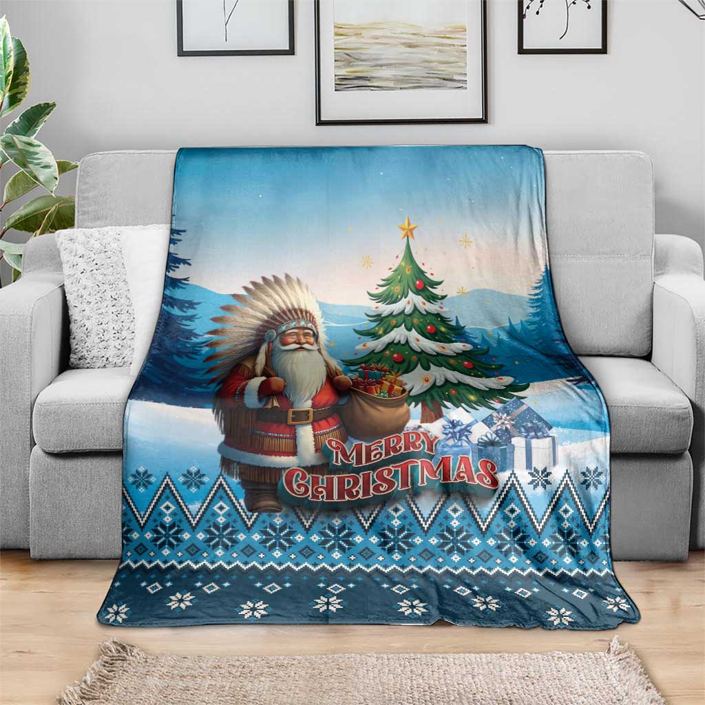 Native American Santa Claus Blanket Merry Christmas - Wonder Print Shop
