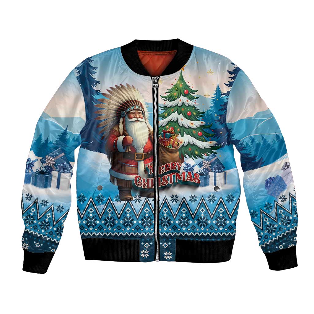 Personalized Native American Santa Claus Bomber Jacket Merry Christmas - Wonder Print Shop