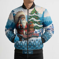 Personalized Native American Santa Claus Bomber Puffer Jacket Merry Christmas - Wonder Print Shop