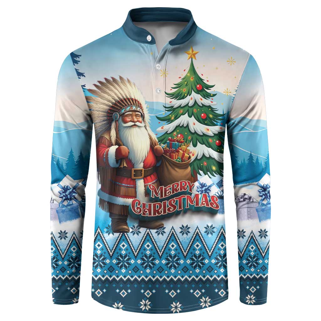 Personalized Native American Santa Claus Button Sweatshirt Merry Christmas - Wonder Print Shop