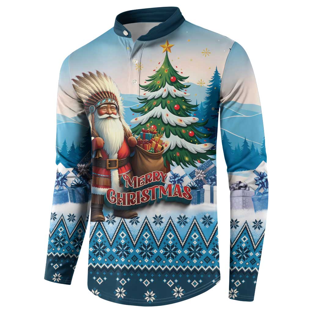 Personalized Native American Santa Claus Button Sweatshirt Merry Christmas - Wonder Print Shop