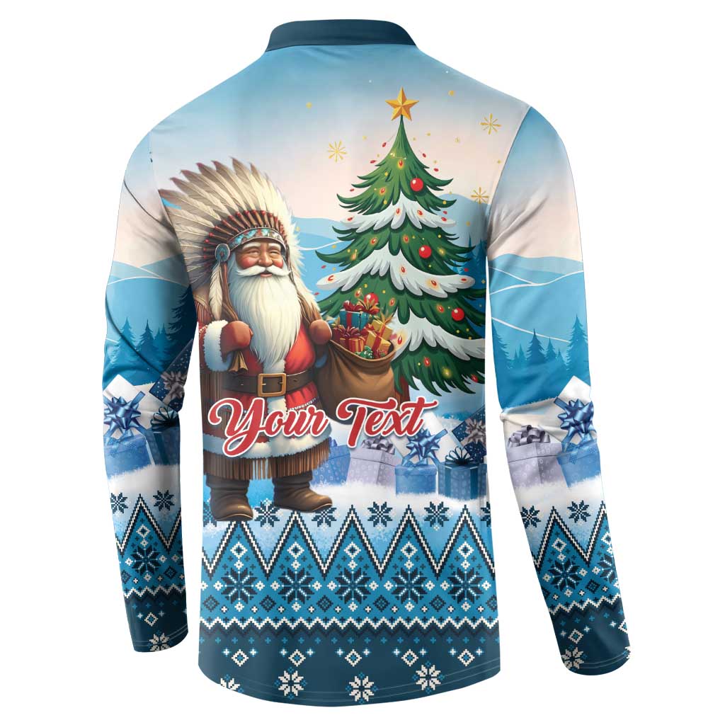 Personalized Native American Santa Claus Button Sweatshirt Merry Christmas - Wonder Print Shop