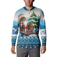 Personalized Native American Santa Claus Button Sweatshirt Merry Christmas - Wonder Print Shop