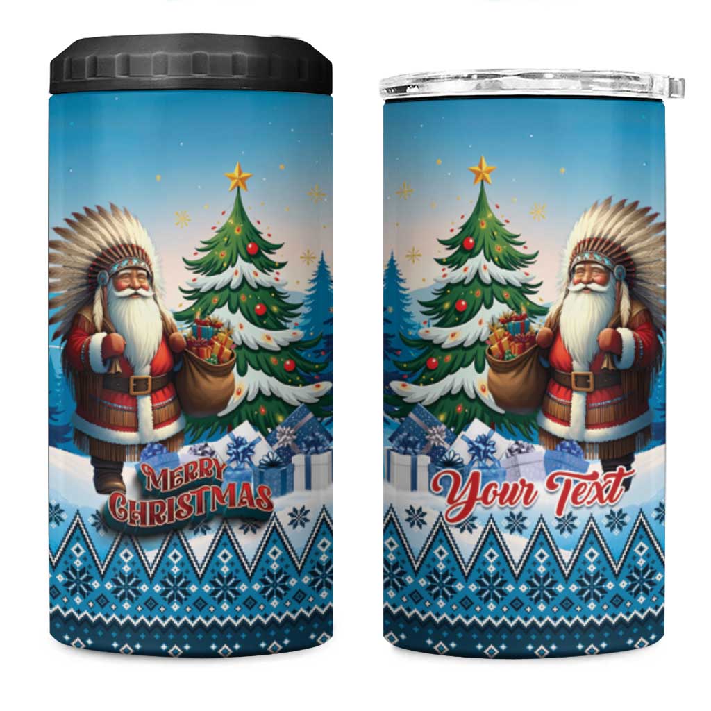 Personalized Native American Santa Claus 4 in 1 Can Cooler Tumbler Merry Christmas - Wonder Print Shop