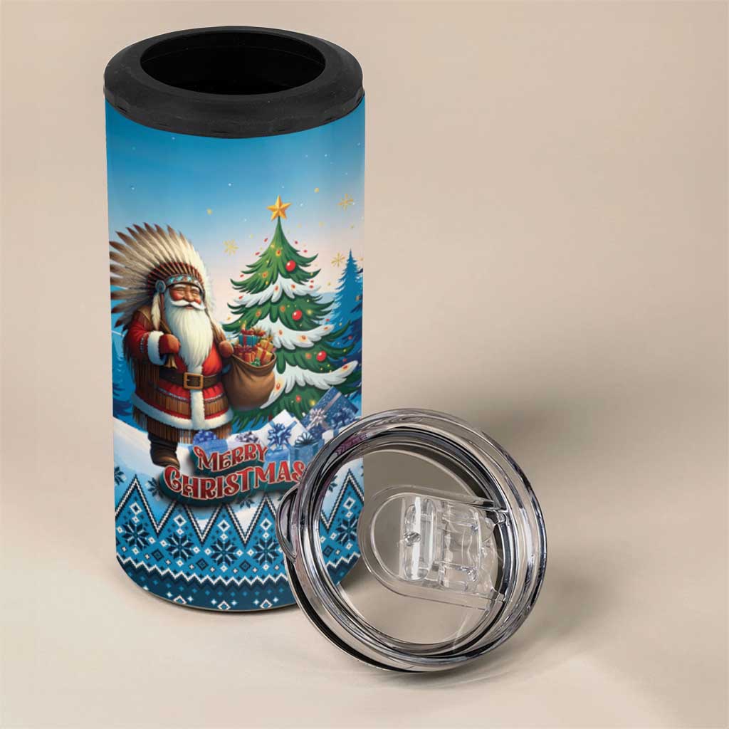 Personalized Native American Santa Claus 4 in 1 Can Cooler Tumbler Merry Christmas - Wonder Print Shop