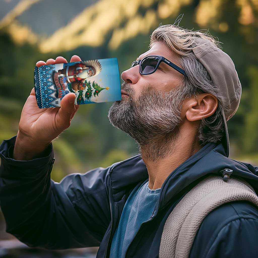 Personalized Native American Santa Claus 4 in 1 Can Cooler Tumbler Merry Christmas - Wonder Print Shop