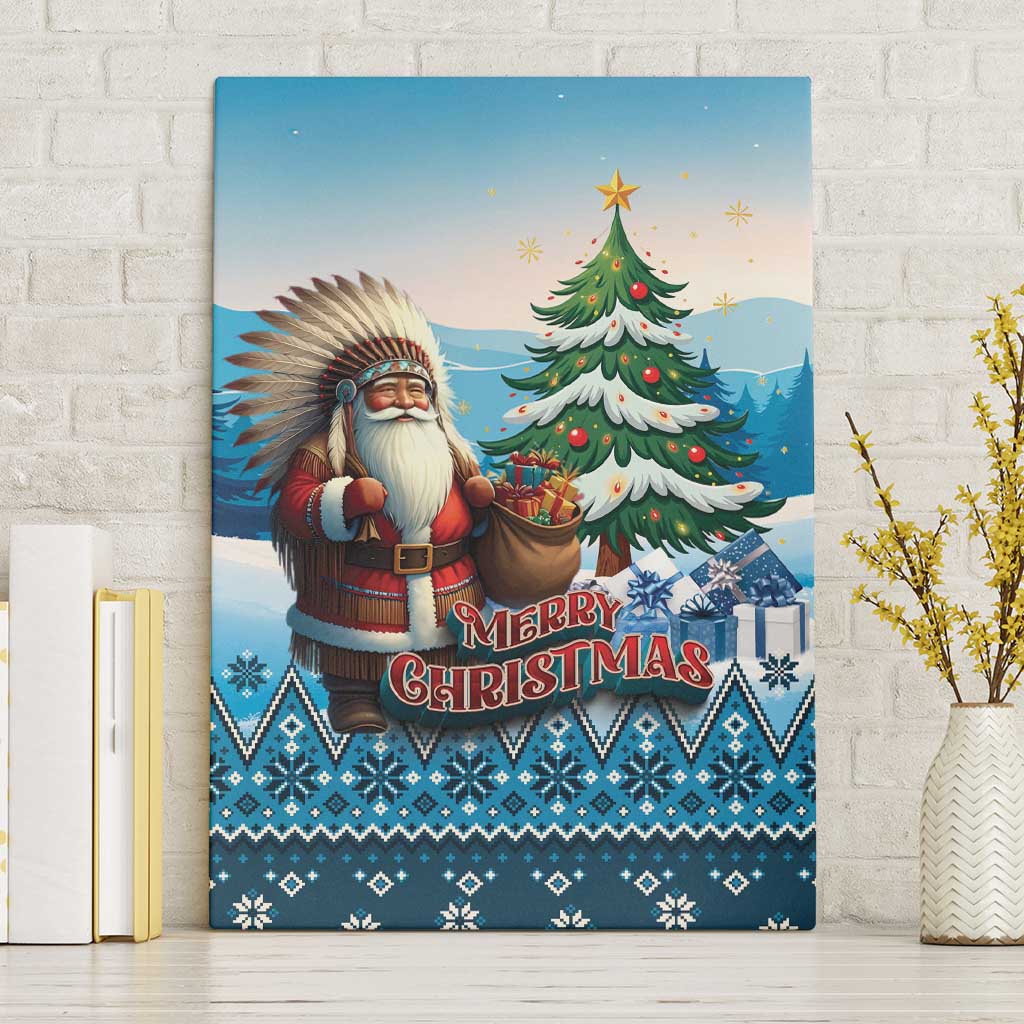Native American Santa Claus Canvas Wall Art Merry Christmas - Wonder Print Shop