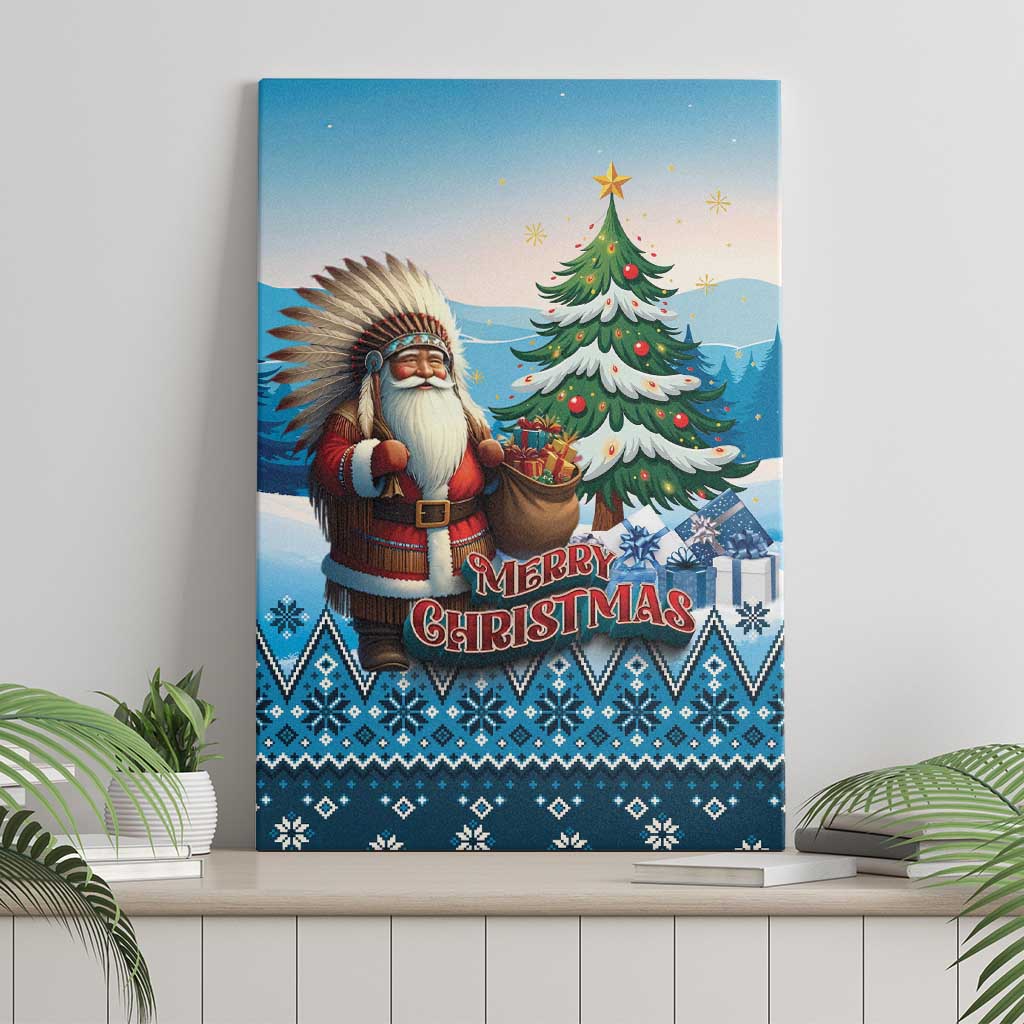 Native American Santa Claus Canvas Wall Art Merry Christmas - Wonder Print Shop
