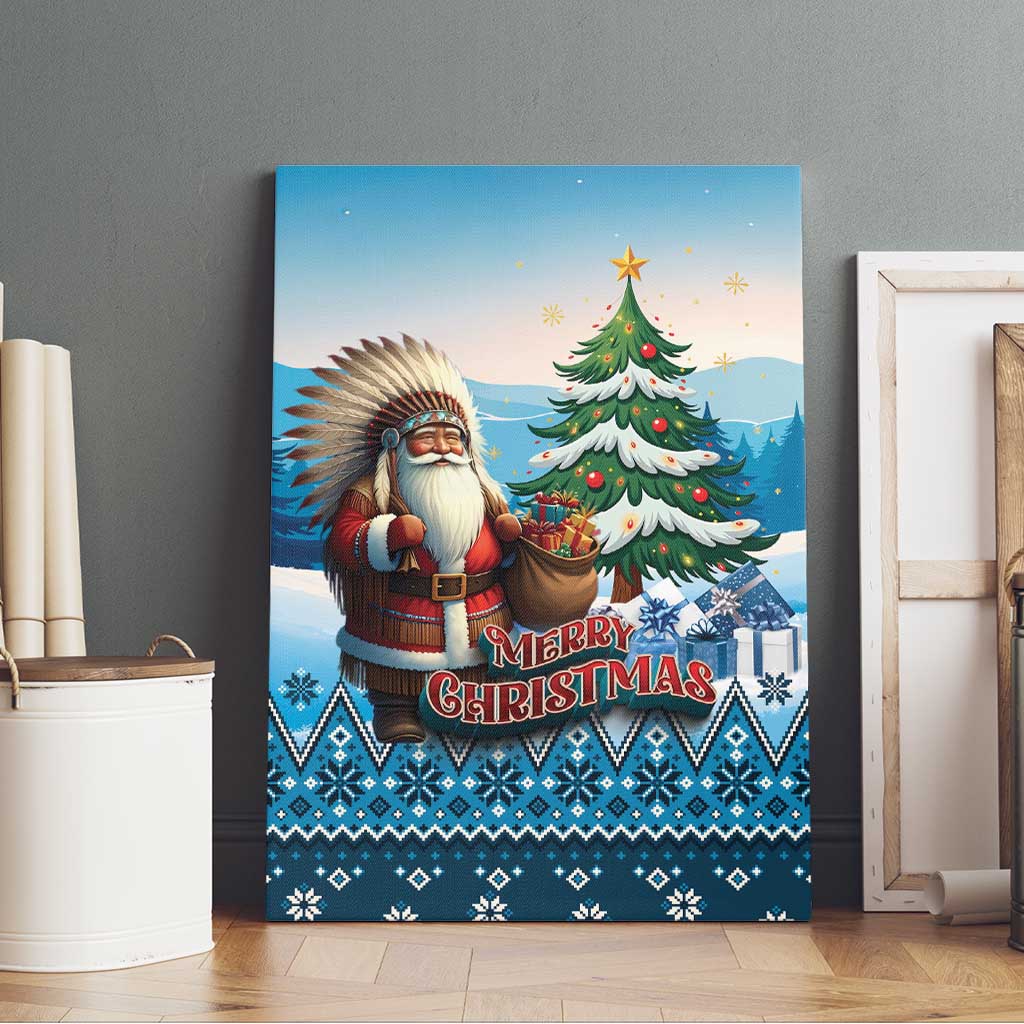 Native American Santa Claus Canvas Wall Art Merry Christmas - Wonder Print Shop