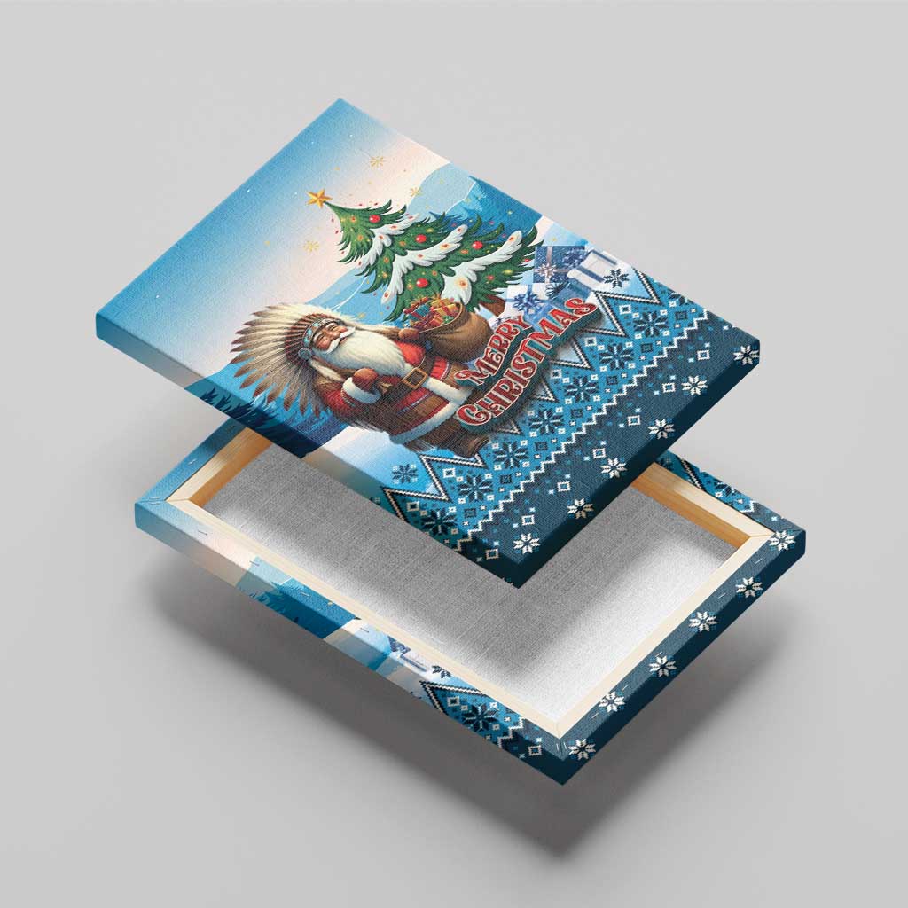 Native American Santa Claus Canvas Wall Art Merry Christmas - Wonder Print Shop