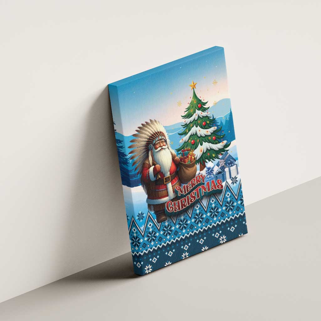 Native American Santa Claus Canvas Wall Art Merry Christmas - Wonder Print Shop