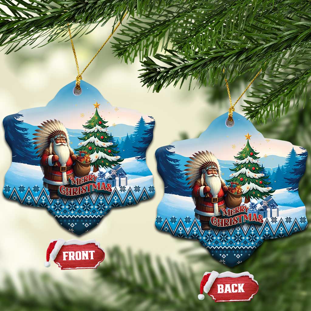 Native American Santa Claus Ceramic Ornament Merry Christmas 2025 - Wonder Print Shop