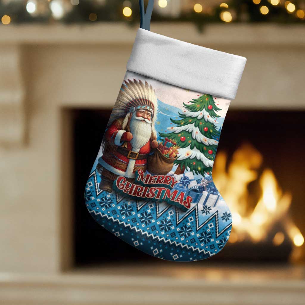 Native American Santa Claus Christmas Stocking Merry Christmas 2025 - Wonder Print Shop